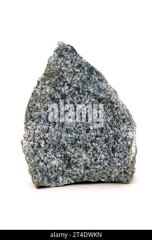 Diorit ist ein intrusives, unröses Gestein. Seine Zusammensetzung ist zwischen Gabbro und Granit. Probe. Stockfoto