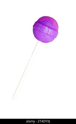 Lila und rosa Lutscher Candy isoliert auf weißem Hintergrund Stockfoto