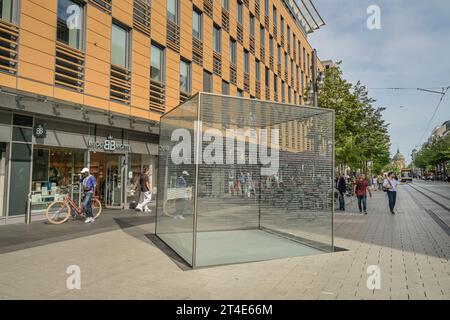 Denkmal für die jüdischen Opfer des Nationalsozialismus Glaskubus, P2 11, Mannheim, Baden-Württemberg, Deutschland Stockfoto