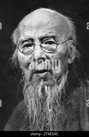Qi Baishi. Porträt des chinesischen Künstlers Qi Baishi (1864-1957) aus dem Jahr 1956 Stockfoto