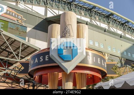 Chase Field liegt im Zentrum von Phoenix und ist Heimat der Arizona Diamondsbacks. Stockfoto