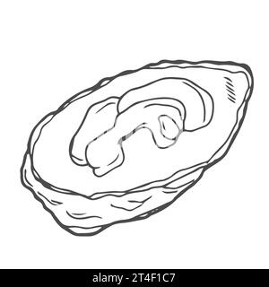 Handgezeichnete Austern-Zusammensetzung. Illustration mit Meeresfrüchten im Sketch-Stil. Frische Meeresmuscheln Stock Vektor