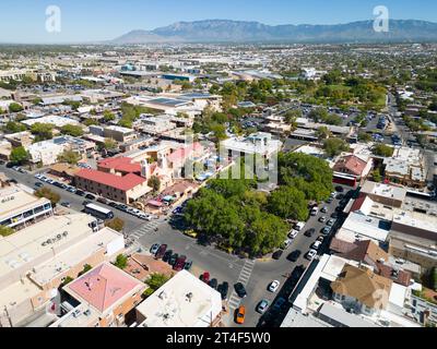 Old Town Plaza oder Plaza Vieja, Altstadt, Albuquerqe, NM, USA Stockfoto
