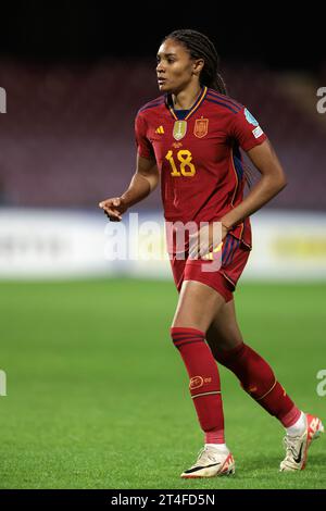 Salerno, Italien. Oktober 2023. Salma Paralluelo aus Spanien während des Spiels der UEFA Women's Nations League im Stadio Arechi, Salerno. Der Bildnachweis sollte lauten: Jonathan Moscrop/Sportimage Credit: Sportimage Ltd/Alamy Live News Stockfoto