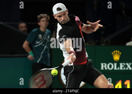 Paris, Frankreich. 30. Oktober 2023. Grigor Dimitrov aus Bulgarien am 1. Tag des Rolex Paris Masters 2023, ATP Masters 1000 Tennis Turniers am 30. Oktober 2023 in der Accor Arena in Paris, Frankreich - Foto Jean Catuffe/DPPI Credit: DPPI Media/Alamy Live News Stockfoto