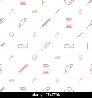 Stiftsymbole Muster nahtloses weißes Hintergrundvektorbild Stock Vektor