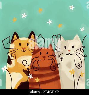 3-Katzen-Cartoon Stock Vektor