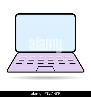 Laptop flach Web-Symbol Schatten, Notebook-Computer-Technologie-Symbol, leere Display-Vektor-Illustration. Stock Vektor