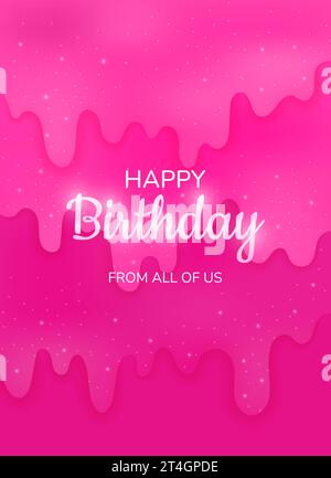 Happy Birthday Grußkarte mit rosa Glitzerschleim. Stock Vektor