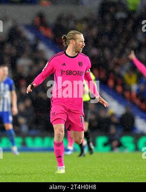 Tim Ream aus Fulham während des Premier League-Spiels zwischen Brighton und Hove Albion und Fulham im American Express Stadium, Brighton, UK - 29. Oktober 2023 Foto Simon Dack / Telefoto Images. Nur redaktionelle Verwendung. Kein Merchandising. Für Football Images gelten Einschränkungen für FA und Premier League, inc. Keine Internet-/Mobilnutzung ohne FAPL-Lizenz. Weitere Informationen erhalten Sie bei Football Dataco Stockfoto