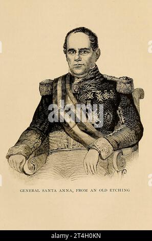 General Santa Anna, aus dem Buch Texas, the Amaellous, the State of the Six Flags; von Nevin Otto Winter veröffentlichte The Page Company 1916 , einschließlich der Berichte über die spanische Siedlung und Gründung der indischen Missionen; die unglückliche Expedition und den Tod von La Salle ; die Romantik ihrer frühen Siedlung und Geschichten über ihre Hardy Pioneers, die neunjährige Republik Texas, Stephen F. Austin und Sam Houston, "Remember the Alamo", die Entwicklung der Cattle Ranches, die Great Ranches und ein Besuch einer Millionen Hektar großen Ranch, die wachsenden Städte; die Rehabilitation von G Stockfoto