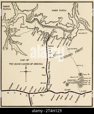 Karte der GRAND CANYON REGION aus dem Buch drei Wundergebiete des amerikanischen Westens : die Notizen eines Reisenden sind der Yellowstone Park, der Yosemite National Park und der Grand Canyon des Colorado River, mit einem Kapitel über andere Wunder des Großen amerikanischen Westens von Thomas Dowler Murphy, veröffentlicht von der Page Company 1913 Stockfoto