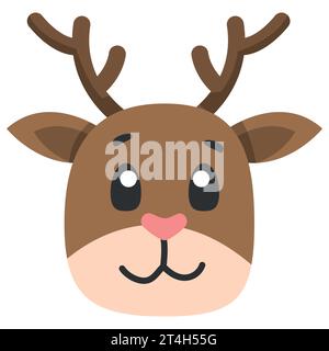 Niedliches Tierhirsch-Symbol, flache Illustration für Ihr Design flacher Stil Stock Vektor