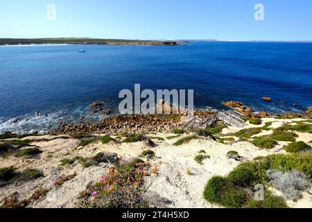 Die zerklüftete Küste rund um den Whaler's Way im Lincoln National Park auf der Eyre Peninsula in Südaustralien Stockfoto