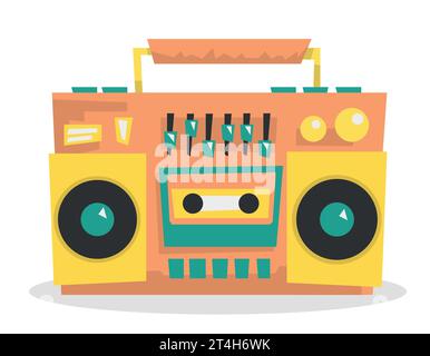Tonbandgerät im flachen Stil, 80 90 Jahre, Vektorgrafiken, Ikone, Musikinstrument Stock Vektor