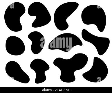 Moderne fließende unregelmäßige Form Tropfen, abstrakte Elemente für Design, grafisches flaches Design, flüssiges Vektor-Illustration Set. Stock Vektor