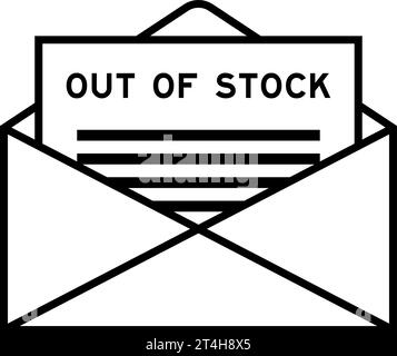 Umschlag und Briefschild mit Wort „Out of Stock“ als Überschrift Stock Vektor