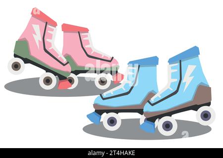 Vektor-Rollschuhe für einen Jungen und ein Mädchen, Vektorgrafiken, auf weißem Hintergrund, einfacher Stil Stock Vektor