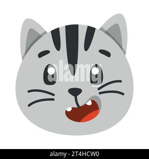 Niedliches Tier graues Katzensymbol, flache Illustration für Ihr Design flacher Stil Stock Vektor