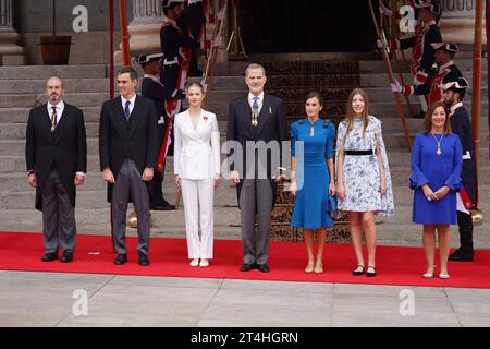 Madrid, Spanien. 31. Oktober 2023. König Felipe VI. Und Königin Letizia und Prinzen Sofia und Prinzessin von Asturien Leonor de Borbon während der Verpfändung der Verfassung (Jura de la Constitucion) in Madrid am Dienstag, 31. Oktober 2023 Credit: CORDON PRESS/Alamy Live News Stockfoto