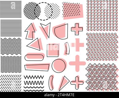 memphis-Stilelemente, Vektorgrafiken, geometrische Formen Stock Vektor