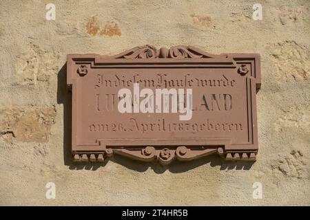 Geburtshaus Dichter Ludwig Uhland, Neckarhalde, Altstadt, Tübingen, Baden-Württemberg, Deutschland Stockfoto