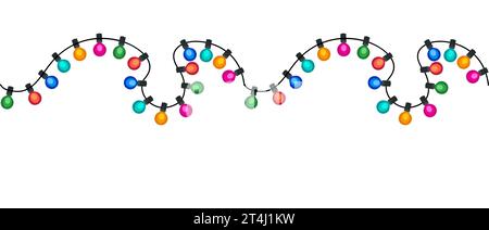 Weihnachtslichter Grenzvektor isoliert auf weiß. Stock Vektor