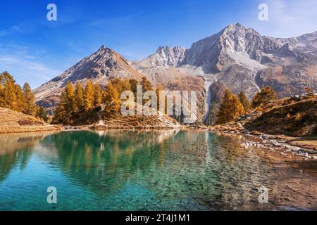 LAC Bleu in Arolla, Schweiz in Val d'Hérens. Stockfoto