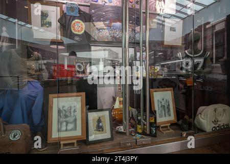 Ausstellung von Wigan Casino und Northern Soul Erinnerungsstücken im Grand Arcade Einkaufszentrum des ehemaligen Wigan Casino. Wigan Borough von Greater Manche Stockfoto