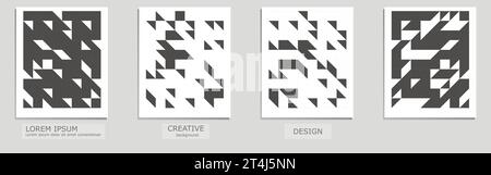 Satz von Vektorabdeckungen. Abstraktes Blumendesign mit minimalen geometrischen Formen auf weißem Hintergrund für Notizbuch- und Copybook-Broschüren Stock Vektor