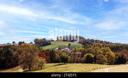 Malerische Herbstlandschaft mit bunten Blättern Stockfoto