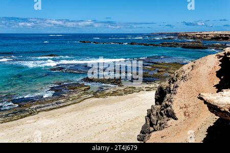 Playa de los Ojos - Strand Los Ojos - El Puerto de la Cruz, Halbinsel Jandia, Fuerteventura, Kanarische Inseln, Spanien - 21.09.2023 Stockfoto