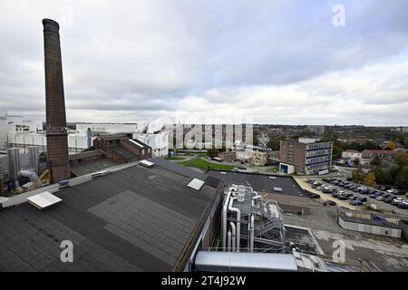 Tienen, Belgien. 31. Oktober 2023. Die Abbildung zeigt die Tiense Suikerraffinaderij - Raffinerie Tirlemontoise, in Tienen, Dienstag, 31. Oktober 2023. BELGA PHOTO ERIC LALMAND Credit: Belga News Agency/Alamy Live News Stockfoto