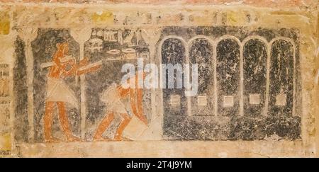 Ägypten, Sakkara, Grab von Mehu, Kornspeicher. Stockfoto