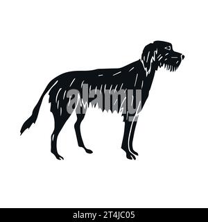 Vektor Hand gezeichnete Kritzelskizze schwarzer Wolfshund Hund isoliert auf weißem Hintergrund Stock Vektor