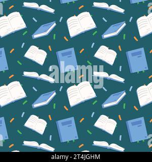 Buch Patern Vektor Illustration für Verpackung Papier, Vektor flache Grafik, Patern für Schule, offenes Buch. Verpackung für Kinder. Stock Vektor