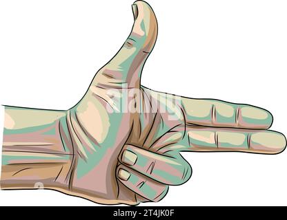 Shooting Finger Symbol Pistole Finger Vektor Illustration Hand Geste Zeichen Stock Vektor