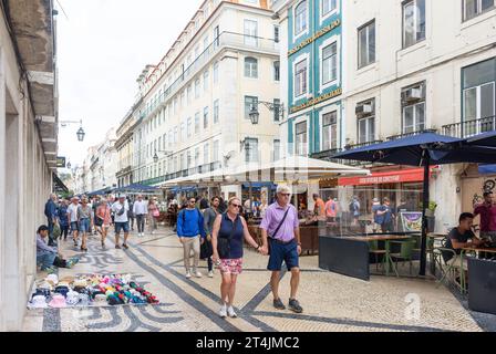 Fußgängerzone Rua Augusta, Baixa District, Lissabon, Portugal Stockfoto