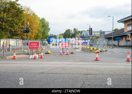 Straßenarbeiten an der Shields Road, Glasgow, Schottland, Großbritannien, Europa Stockfoto