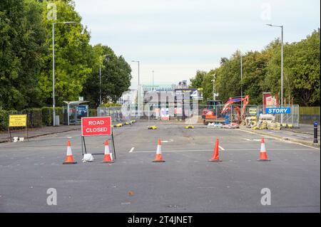 Straßenarbeiten an der Shields Road, Glasgow, Schottland, Großbritannien, Europa Stockfoto