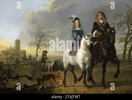 Aelbert Cuyp – Lady and Gentleman auf dem Pferderücken 1655-65, 123x172, Washington National Stockfoto