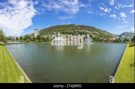 Blick auf den Lille Lungegardsvannet Park in Trondheim im Sommer Stockfoto