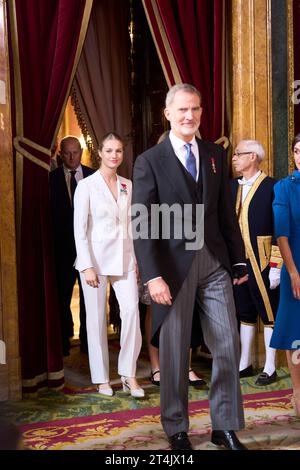 Madrid. Spanien. 20231031, König Felipe VI. Von Spanien, übernimmt Kronprinzessin Leonor am 31. Oktober 2023 in Madrid den Treueid zur spanischen Verfassung der Prinzessin von Asturien im Königspalast Stockfoto