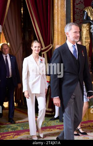 Madrid. Spanien. 20231031, König Felipe VI. Von Spanien, übernimmt Kronprinzessin Leonor am 31. Oktober 2023 in Madrid den Treueid zur spanischen Verfassung der Prinzessin von Asturien im Königspalast Stockfoto