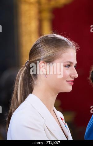 Madrid. Spanien. 20231031 leistet Kronprinzessin Leonor am 31. Oktober 2023 in Madrid den Treueid zur spanischen Verfassung der Prinzessin von Asturien im Königspalast Stockfoto