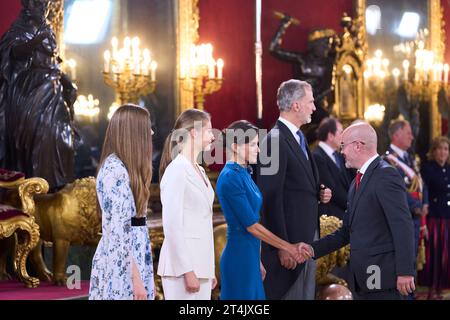 Madrid. Spanien. 20231031, König Felipe VI. Von Spanien, Königin Letizia von Spanien, Kronprinzessin Leonor, Prinzessin Sofia nimmt am 31. Oktober 2023 in Madrid, Spanien, den Treueid auf die spanische Verfassung der Prinzessin von Asturien ab Stockfoto