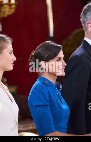 Madrid, Madrid, Spanien. 31. Oktober 2023. Königin Letizia von Spanien nimmt am 31. Oktober 2023 im Königspalast in Madrid, Spanien, den Treueid zur spanischen Verfassung der Prinzessin von Asturien ab (Foto: © Jack Abuin/ZUMA Press Wire). Nicht für kommerzielle ZWECKE! Stockfoto