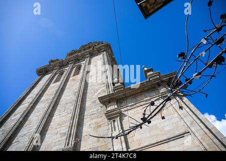 Europa, Spanien, Galicien, Santiago de Compostela, der Glockenturm der Kathedrale von Santiago de Compostela Stockfoto