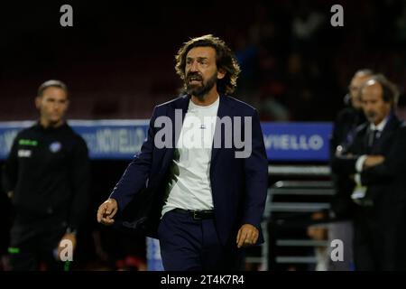 Salerno, Kampanien, Italien. 31. Oktober 2023. Andrea Pirlo Coach von Sampdoria während des Coppa Italia Runde 32 Fußballspiels US Salernitana - Sampdoria, im Stadio Arechi in Salerno Italien am 31. Oktober 2023 (Foto: © Ciro de Luca/ZUMA Press Wire) NUR REDAKTIONELLE VERWENDUNG! Nicht für kommerzielle ZWECKE! Stockfoto