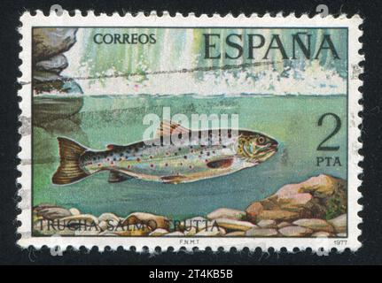 SPANIEN - CA. 1977: Briefmarke gedruckt von Spanien, zeigt Winter, ca. 1971 Stockfoto